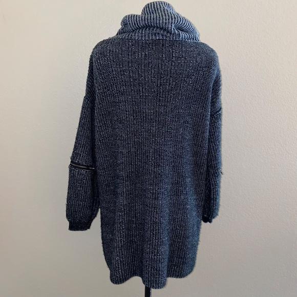 Rumor Oversized Gray Cowl Neck Sweater Zip Elbow Tunic Top Long Sleeve M - Picture 5 of 16